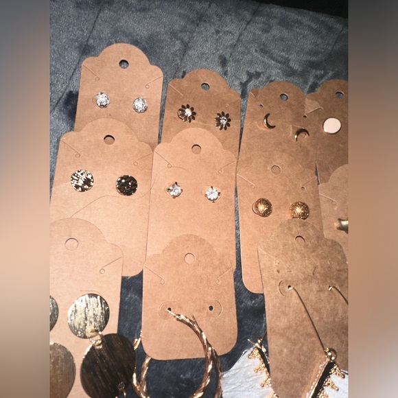 Western Boho Earring Bundle Studs and Dangle Earrings Gold - Picture 2 of 3